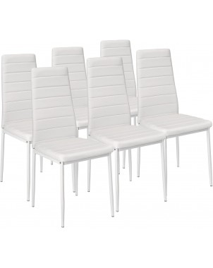 Set di 6 sedie in Ecopelle Modern Design PENNY Seduta imbottita 41x45x98,5cm | Bianco