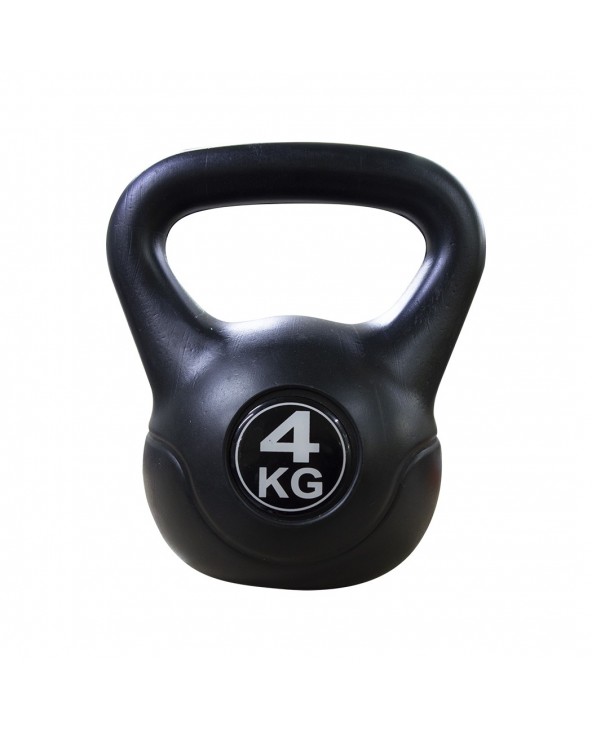 Kettlebell Fitness da 4kg in PVC 186946 con Sabbia e Maniglia Anti Sfregamento | Nero