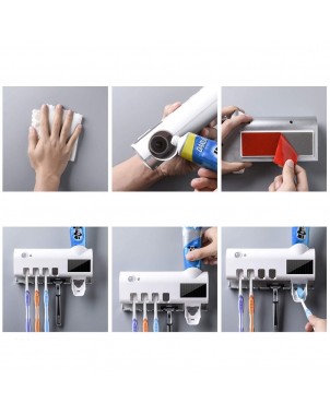 Sterilizzatore UV 4 slot portaspazzolini dentifricio 187752 ricarica solare USB | Bianco