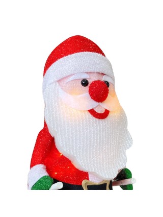 Babbo Natale con Scii 401001 Luci e Movimento Decorazione Natalizia 20X30X61 cm