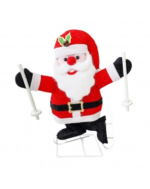 Babbo Natale sulla Neve 401004 Addobbo Natalizio con Luci e Movimento 57x15x65cm