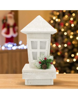 Lanterna di Natale 859724 decorazione in legno con glitter e illuminazione