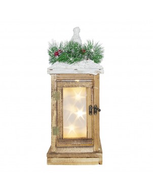 Lanterna di Natale 859823 Decorazione in legno e illuminazione L15xP15xH39 cm