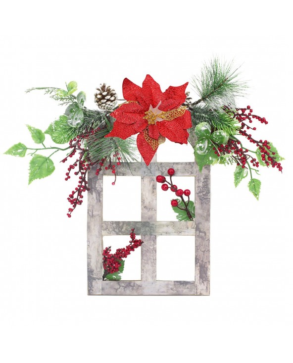 Ornamento Finestra dietroporta con fiore 868252 Decorazione di Natale in legno