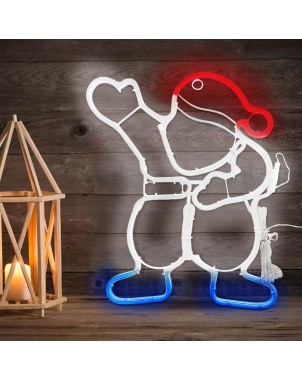 Babbo Natale Luminoso da Parete Neon 40x47cm Luce Fredda Decorazione Natalizia