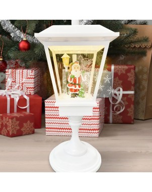Lampione Bianco Di Natale 243026 Decorazione 58Cm Plastica Suoni Luci Movimento