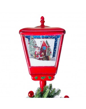 Lampione Rosso Natale H195 cm Decorazione 392040 Suoni Mini Lucciole e ghirlanda