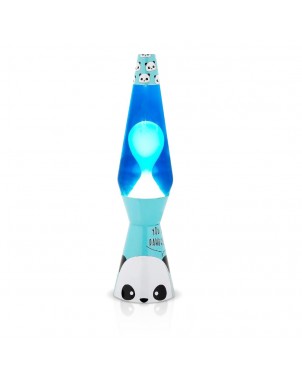Lampada Lava Lamp 40cm XL1775 Base Azzurra con Panda e Magma Blu Design Moderno