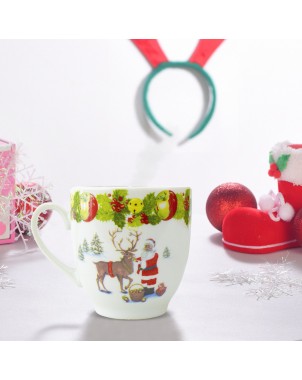 Set di 6 Tazzine da Caffè 049465 in Ceramica con Babbo Natale e Renna
