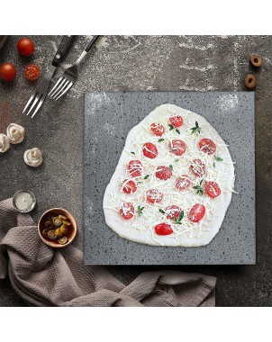Kit per Pizza in Pietra Lavica 100% Naturale 35x35cm Cottura in 5 Minuti