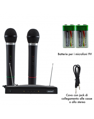 Microfoni Wireless per Karaoke 816155 Ricevitore 2 Canali Canto e Presentazioni