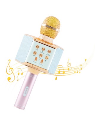 Microfono Karaoke Wireless con Luci Led Q-C107 Registra Canta e Riproduce Musica