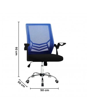 Sedia per Ufficio BERLINO 50x49x92H cm Poltrona con Poggiabraccia Regolabili | Blu