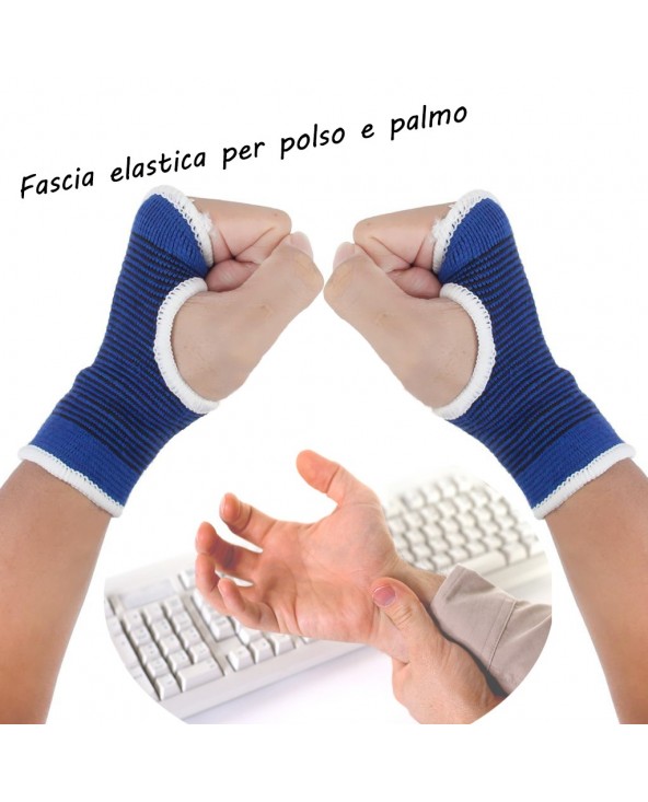 Coppia di 2 fasce elastiche per POLSO e palmo supporto dolori tendinite e sport