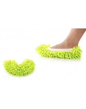 Un paio di pantofole mop 2 in 1 in microfibra pulire camminando doppio utilizzo calzabile fino al 44 | Verde