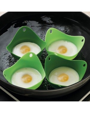 Set 2 o 4 stampi cuoci uova senza grassi antiaderente in silicone 8 cm | Pack 4