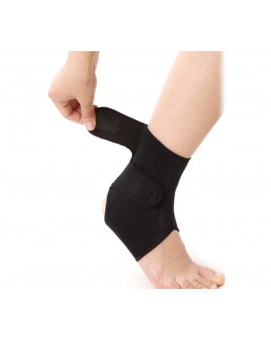 Supporto tutore fascia in neoprene per caviglia doppia chiusura con velcro nera