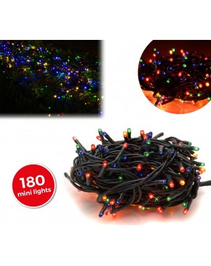 013492 Minilucciole natalizie multicolor 180 luci 8 giochi di luci 9,16 metri