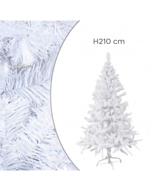 Albero di Natale Bianco 210 cm Abete Artificiale BIANCONATALE Rami Pieghevoli