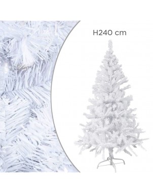 Albero di Natale Bianco 240 cm Abete Artificiale BIANCONATALE Rami Pieghevoli