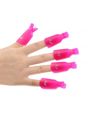 3422 Kit 10 clip rimuovi gel e semipermanente per unghie nail art | Fucsia
